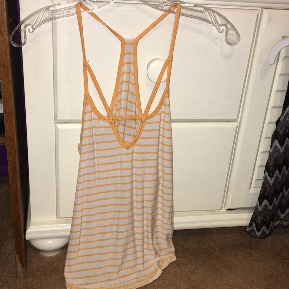 Razor back orange striped tank top